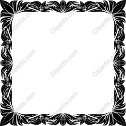 Elegant Black Floral Decorative Border