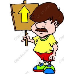 Cheerful Boy with Sign