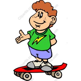 Cheerful Skateboarding Boy