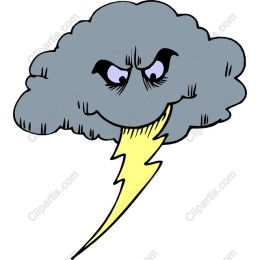 Angry Cloud with Lightning Bolt