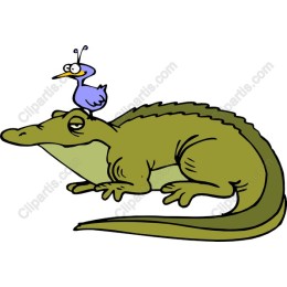 Whimsical Crocodile and Bird