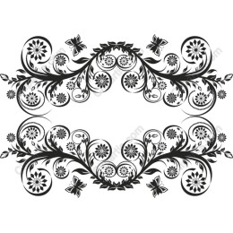 Elegant Black and White Floral Decorative Border