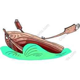 Whimsical Cartoon Wooden Boat