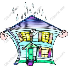 Whimsical House with Raindrops