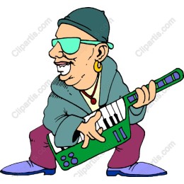 Musician with Keytar Cartoon