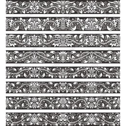 Elegant Floral Decorative Border in Black and White