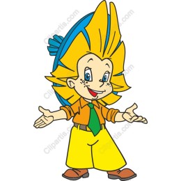 Cartoon Character with Spiky Hair and Friendly Smile