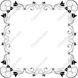Elegant Black and White Floral Border