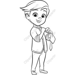 Charming of a Young Boy Adjusting His Tie