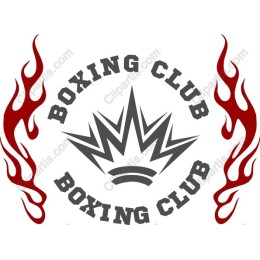 Boxing Club Logo with Crown and Flames