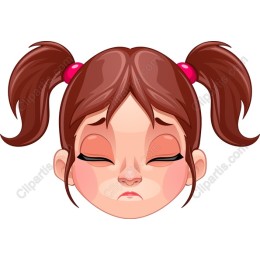 Cute Sad Girl with Pigtails