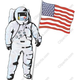 Astronaut Waving American Flag