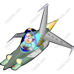 Whimsical Cartoon Pilot in Futuristic Aircraft