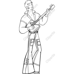 Retro Musician Playing Electric Guitar