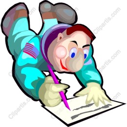 Cheerful Astronaut Writing