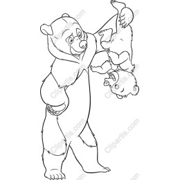 Playful Bear and Cub Drawing