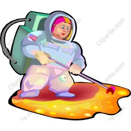 Cheerful Astronaut Cleaning