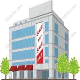 Modern Retail Building with Sale Banners