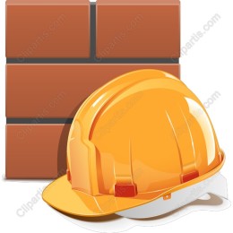 Construction Hard Hat with Brick Wall