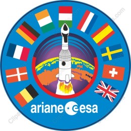 Ariane Rocket with International Flags