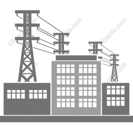 Industrial Power Lines and Building