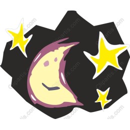 Whimsical Crescent Moon and Stars