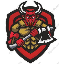 Fierce Red Warrior with Axe