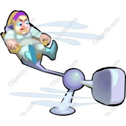 Cartoon Character in Rocket Chair