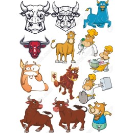 Farm Animals Set - Cows & Bulls