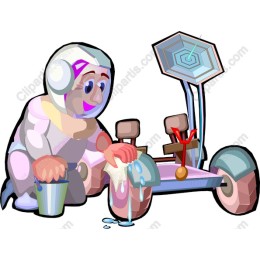 Astronaut Rover Cleaning