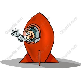 Cheerful Astronaut Rocket