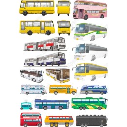  Bus and Transport Clipart Set - Bundle