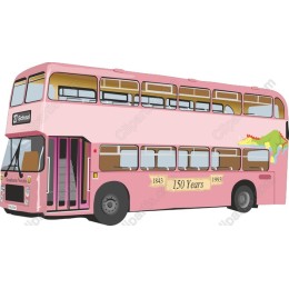 Vintage Pink Double-Decker Bus with Dragon Motif