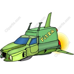 Futuristic Pizza Delivery Vehicle