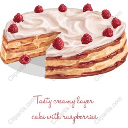 Tasty Creamy Layer Cake with Raspberries