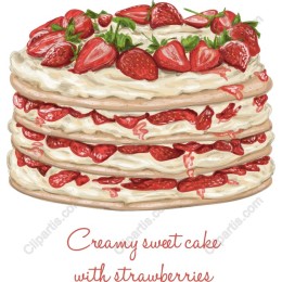 Creamy Sweet Cake with Strawberries