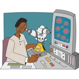 Female Scientist at Microscope