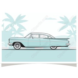 Classic 1950s Vintage Car with Palm Trees