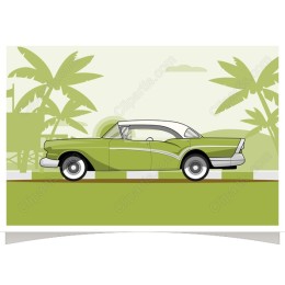 Retro Green Classic Car