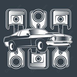 Classic Car with Engine Pistons