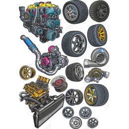 Car Engine and Wheel Bundle