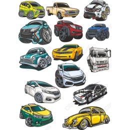 Vibrant Car Cliparts Bundle - Set