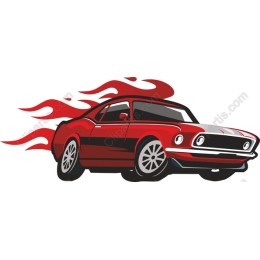 Classic Muscle Car with Flames