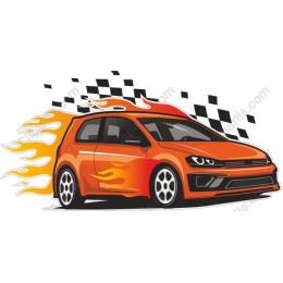 Dynamic Orange Flames Sports Car