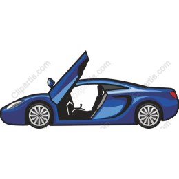 Stylish Open Door Blue Sports Car