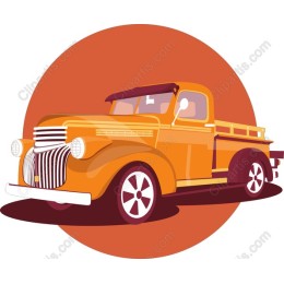 Retro Orange Pickup Truck