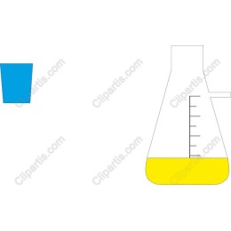 Laboratory Flask and Blue Container