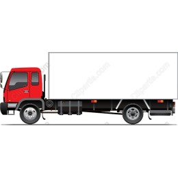 Vibrant Red Delivery Truck