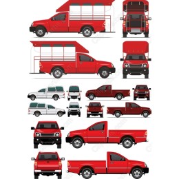 Red Pickup Truck Set