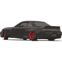 Stylish Low-Profile Black and Red Car